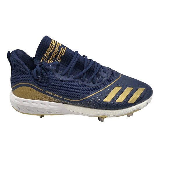 Adidas Icon V Boost Baseball Cleats Men's 13.5 Navy Gold Metal Three Stripe Life - Picture 1 of 13